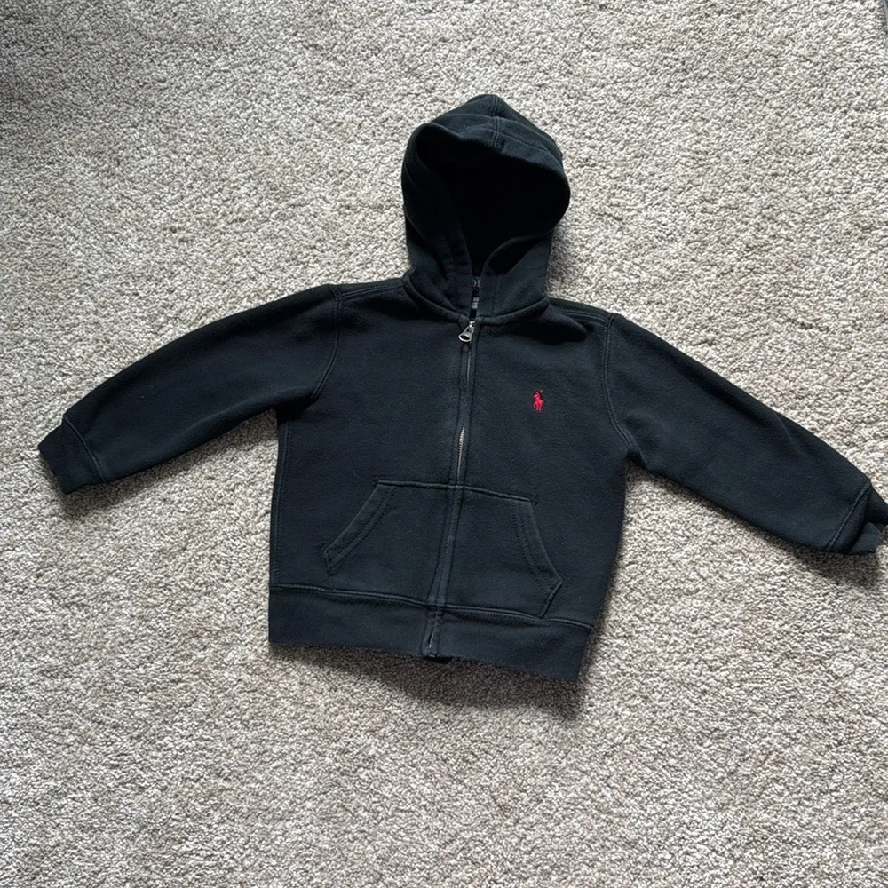 2 Piece Toddler Boys Black Cotton Fleece Hoodie and Fleece Jogger Pant S…
